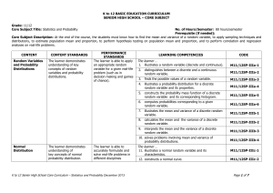 K to 12 Senior High School Statistics and Probability Curriculum