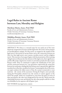 Legal Rules in Ancient Rome: Law, Morality, Religion