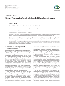 Recent Progress in Chemically Bonded Phosphate Ceramics