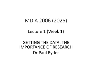 MDIA 2006 Lecture 1: Importance of Research