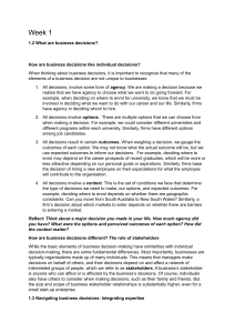 Week 1: Business Decisions & Stakeholders