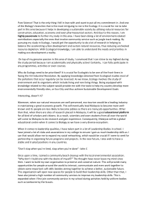 Personal Statement: Passion for Ecology and Sustainable Development
