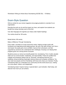 IGCSE ESL Volunteering Article Writing Worksheet