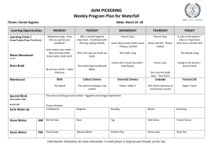 Weekly Program Plan: Dental Hygiene for Preschool