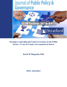 Strategic Leadership and Good Governance in Kenya's County Governments