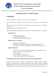 Nationalism and Two Nation Theory Lecture Handout
