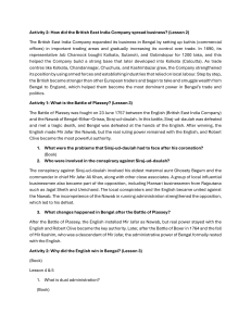 British East India Company & Battle of Plassey - History Activities