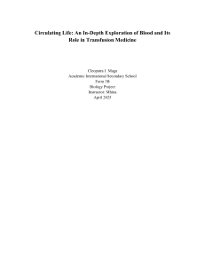 Circulating Life: Blood and Transfusion Medicine Project