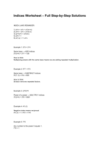 Indices Worksheet with Step-by-Step Solutions