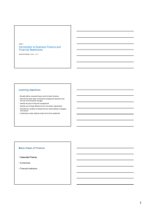 Introduction to Business Finance and Financial Statements