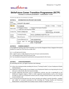 SkillsFuture SCTP Trainee Acknowledgement Form