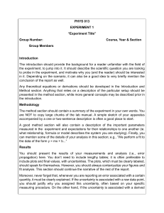 PHYS 013 Experiment 1 Lab Report Template