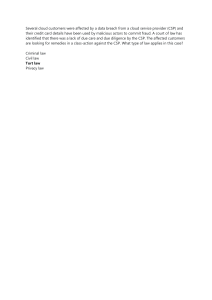 Data Breach Law Question: Tort Law Application