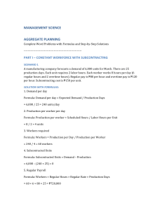Management Science Aggregate Planning Problems