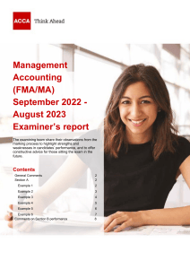 ACCA FMA/MA Examiner's Report Sep 2022-Aug 2023