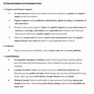 P6 Man and Impact on Environment Notes