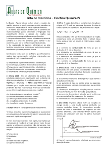 Exerc&iacute;cios de Cin&eacute;tica Qu&iacute;mica IV