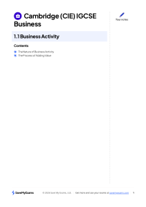 IGCSE Business Notes: 1.1 Business Activity