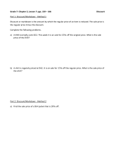Grade 7 Math Lesson: Discount Calculations