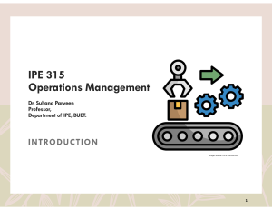 IPE 315 Operations Management Lecture Notes