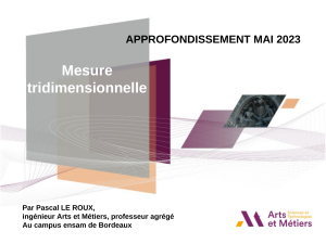 Mesure tridimensionnelle : Principes et applications en MMT