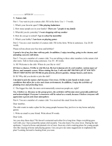 Nature Club English Practice Workbook