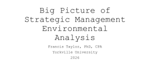 Big Picture of Strategic Management Environmental Analysis