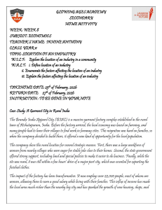 Year 11 Economics Home Activity: Industry Location Case Study
