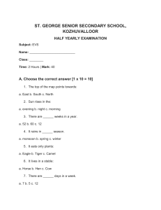 EVS Half Yearly Exam Paper