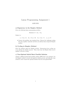 Linear Programming Assignment 1: Simplex Method Problems