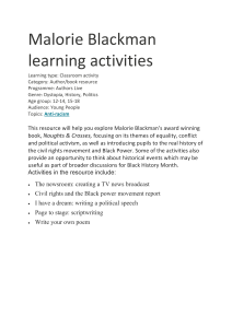 Malorie Blackman Learning Activities for Noughts & Crosses