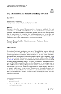 Why Arts and Humanities Articles Are Retracted