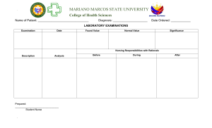 Laboratory Examinations Worksheet for Nursing Students
