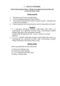 Dasturlash laboratoriya ishi: Algoritmlar va Python