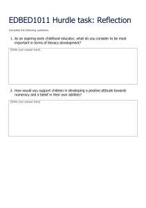 EDBED1011 Reflection Task: Literacy & Numeracy in Early Childhood