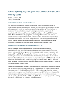Tips for Spotting Psychological Pseudoscience