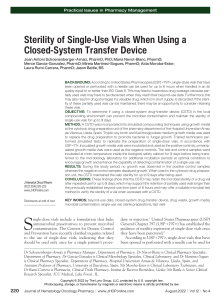 Sterility of Single-Use Vials with CSTD: Pharmacy Management Study