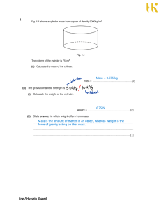 Physics Exam Paper: Mass, Weight, and Motion