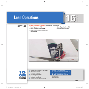 Chapter 16: Lean Operations - Toyota Case Study