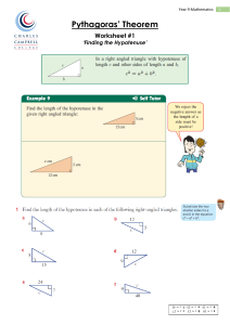 Pythagoras' Theorem Worksheet: Finding the Hypotenuse