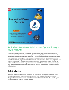 Academic Overview of Digital Payment Systems: PayPal Accounts