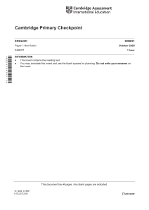 Cambridge Primary Checkpoint English Paper 1 Non-fiction Insert