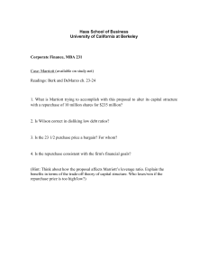 Marriott Case Study: Corporate Finance Questions