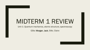 Midterm 1 Review: Quantum Mechanics, Atomic Structure, Spectroscopy