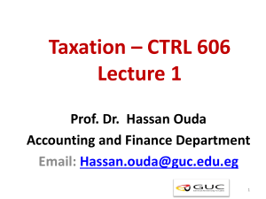 Taxation Lecture 1 Notes