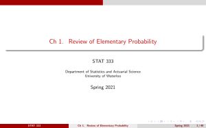STAT 333 Ch 1: Elementary Probability Review (Spring 2021)