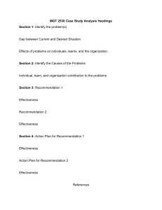MGT 2530 Case Study Analysis Headings