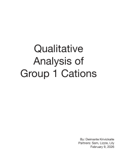 Qualitative Analysis of Group 1 Cations Lab Report
