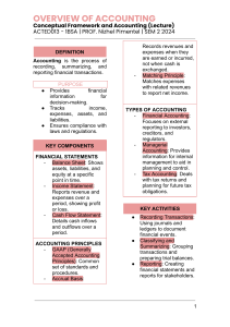 Overview of Accounting Lecture: Conceptual Framework