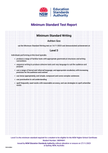 NSW Minimum Standard Writing Test Report - Level 3
